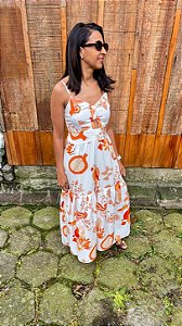 Vestido Longo Estampa Araras com Bojo