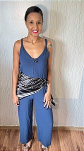 Macacão Feminino Azul Marinho Alças