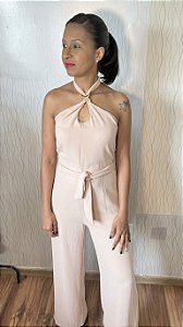 Macacão Feminino Nude Amarração Frente