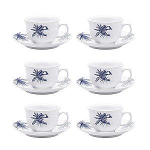 Jogo de 6 Xícaras Grandes 240 Ml Com Pires