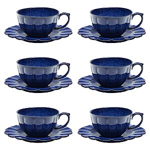 Jogo de 6 Xícaras de Chá 220 ml com pires