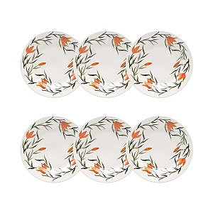 Jogo de 6 Pratos Sobremesa 18 Cm Donna Lírios