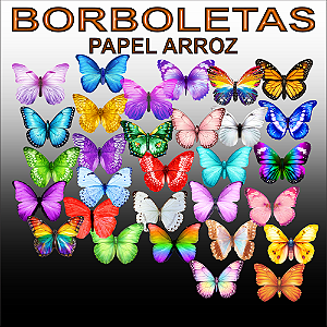 56 Borboletas MEDIDA: 3,5cm x 2,4cm - Papel arroz comestivel - RECORTADAS