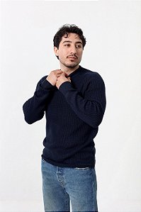 Suéter Mock Neck Classic - Azul Marinho