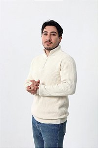 Suéter Meio Zíper Classic - Creme