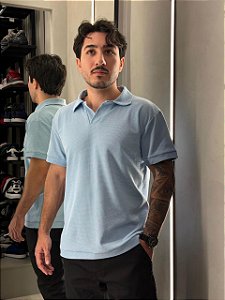 Polo Waffle Premium - Azul Claro