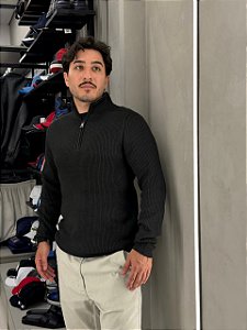 Suéter Meio Zíper Classic - Preto