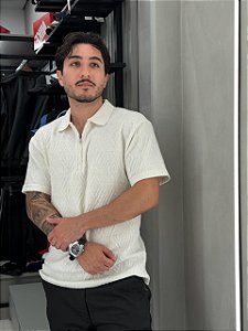 Polo Zíper Texturizada - Off White