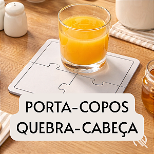 Porta Copos Descanso de Panela Quebra-Cabeça 4 peças Branco MDF Criativo Encaixável Decorativo