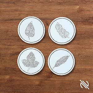 Kit Porta Copos Folhas Decorativo Proteção para Mesa 4 peças Mesa Posta Café
