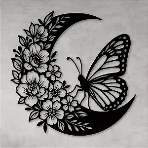 Quadro Decorativo Borboleta Florida Lua Vazado