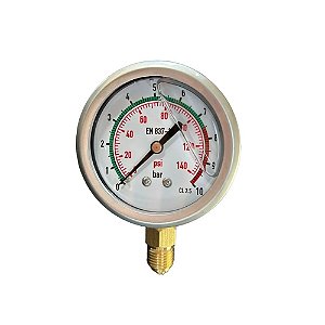 Manômetro de Gliberina 0 a 10 BAR (0-140 PSI)