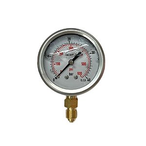 Manômetro de Gliberina 0 a 40 BAR (0 a 600 PSI)