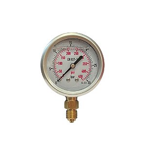Manômetro de Gliberina 0 a 30 BAR (0 a 450 PSI)