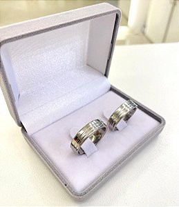 Alianças de Aço - Reta - Com Frisos - 6mm
