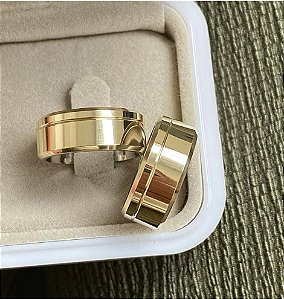 Alianças de Moeda Antiga Chanfrada com forro - 8mm com 1 friso