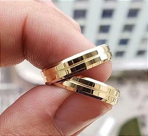 Alianças de Moeda Antiga Chanfrada com forro - 4mm com 1 friso