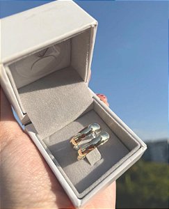 Aliança redonda moeda antiga com forro de prata 6mm