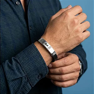 Pulseira Paternidade com Nome e Nascimento (Com imagem do pezinho original)