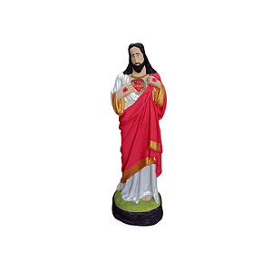 Sagrado Coração de Jesus, 32cm, Gesso, Peça Única, Decoração Religiosa