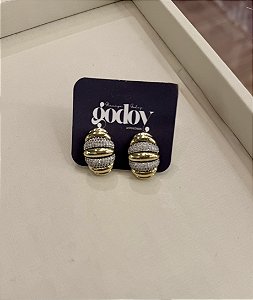 Brinco Bicolor Banho Ouro e Ródio