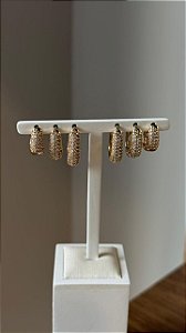 Trio de Brincos Argola Micro Cravejada