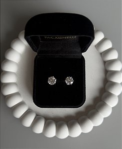 Brinco ponto de luz moissanite 8mm prata 925