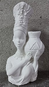 Busto Senegaleza 21cm Gesso Cru