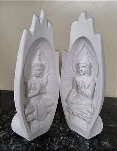 Maos de Buda em Oração 17cm Gesso Cru