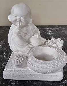 Porta Vela Rechaud Buda Gesso Cru