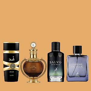 COMBO ÁRABE DECANT - ASAD + PURE CRYSTAL + SALVO + MAITRE DE BLUE