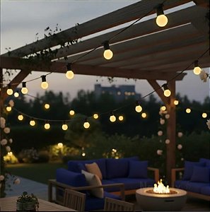 Varal 10 metros e 10 lâmpadas de led resistente a água bivolt