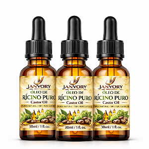 Kit com 3 Óleos de Rícino 100% Puros 30 ml cada (90 ml no total)