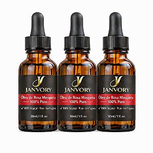 Kit com 3 Óleos de Rosa Mosqueta 100% Puros 30 ml cada (90 ml no total)