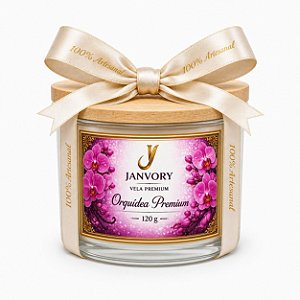 Vela Aromática Premium Orquídea 120g – 100% Cera Vegetal de Coco - Janvory
