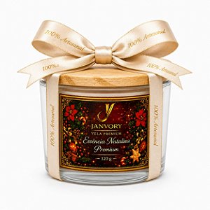 Vela Aromática Premium Natalina 120g – 100% Cera Vegetal de Coco - Janvory