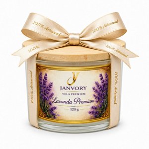 Vela Aromática Premium Lavanda 120g – 100% Cera Vegetal de Coco - Janvory