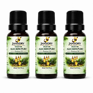 Kit 3 Óleos de Alecrim 100% Puro 3x20ml