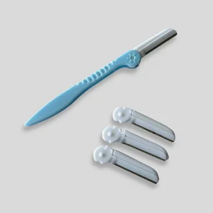 12 Kits Navalha Lamina de Sobrancelha Dobrável 3 Laminas Aço - Cores Sortidas