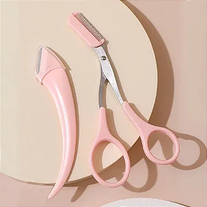 CaixaFechada (1200 unidades) Tesourinhas com Pente + Lamina Navalha de Sobrancelha