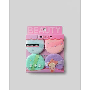 12 Kits 4 Esponjas de Maquiagem Kiss Lovely – Macias e Práticas - Cores Sortidas