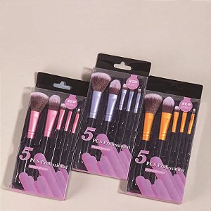 Kit 5 Pincéis de Maquiagem – Completo e Profissional - Cores Sortidas