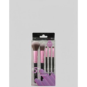 12 Kits 5 Pincéis de Maquiagem – Completo e Profissional - Cores Sortidas