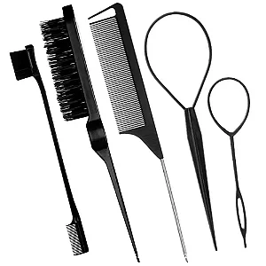 Caixa Fechada (600 unidades) Conjunto de pente e modelador de coque de 5 peças