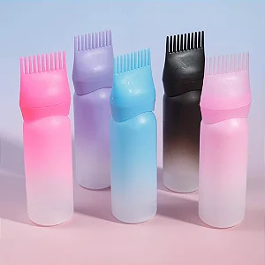 12 Frascos Aplicadores com Pente para Tinta de Cabelo Tintura 120ml - Cores Sortidas