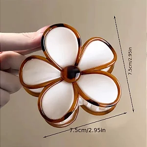 Kit 12 Piranha de Cabelo Flor 5 Pétalas Bicolor Perolado 8cm