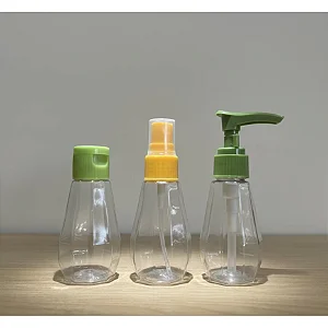 Caixa Fechada (180 unidades) Kits 3 Frascos De Viagem Facetados Luxo Pump Spray E Tampa