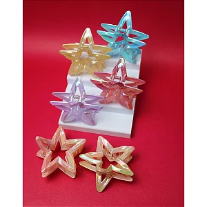 Kit 12 Piranhas de Cabelo Estrela – Cores Sortidas 7cm