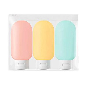 Kit Frasco Dispensador Silicone Recipiente Portátil