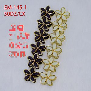 Piranha 8cm Preto e Branco com Borda Dourada